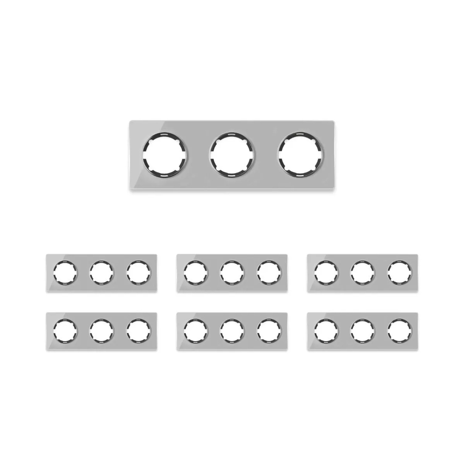 OneKeyElectro 7x Garda Glas Abdeckrahmen Set Abdeckrahmen 3fach Waagerecht Grau