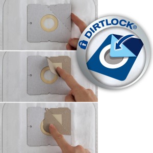 Swirl® Staubsaugerbeutel Y 104® EcoPor® mit Dirtlock® Verschluss in Anwendung.