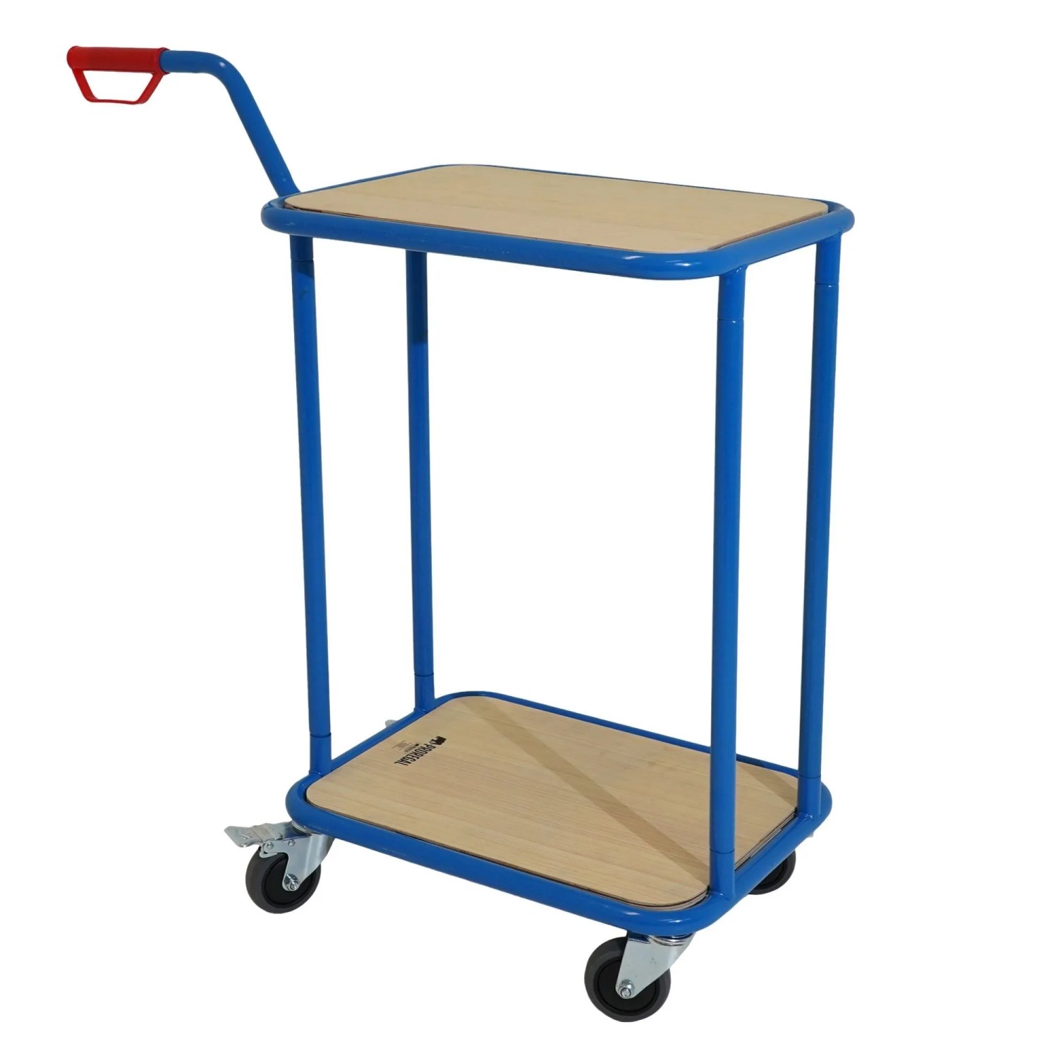 PROREGAL Profi Griffroller 2 Ebenen HxBxT 102x50x60cm Traglast 250kg Lichtblau Tischwagen mit 2 Ladeflächen Magazinwagen Transportwagen