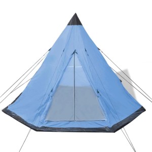 Blaues DELUKE Campingzelt Tipi für 4 Personen, Pyramidenzelt für Camping & Outdoor.