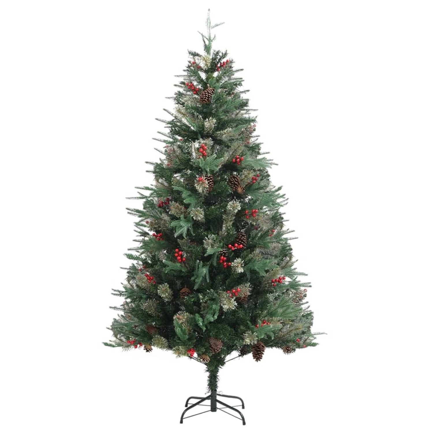 vidaXL Weihnachtsbaum mit Zapfen Grün 195 cm PVC & PE