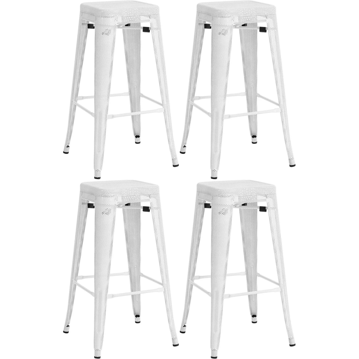 DELUKE Barhocker 4er Set SEOUL Weiß Metall Barstuhl Ohne Lehne Tresenhocker Tresenstuhl