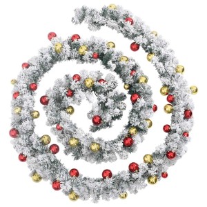 vidaXL Weihnachtsgirlande mit Kugeln und LED-Leuchten Grün 5 m PVC 4019672