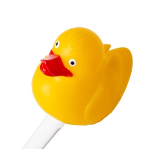 Gelbes Pool Thermometer in Entenform mit Schnur zur Temperaturmessung.