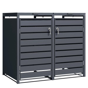 KARAT Mülltonnenbox Magnus mit 2 Türen und Edelstahlrahmen, 132x80x116 cm.