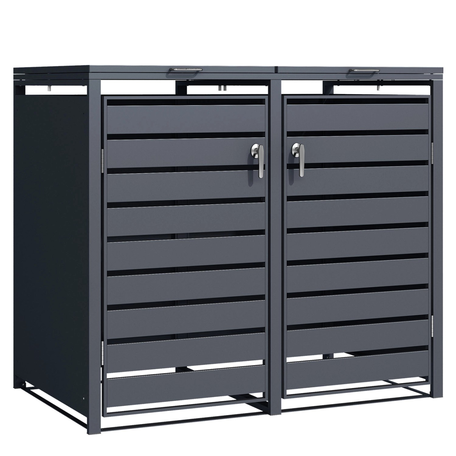 KARAT Mülltonnenbox Magnus mit Edelstahlrahmen 132 x 80 x 116 cm 2 Türen