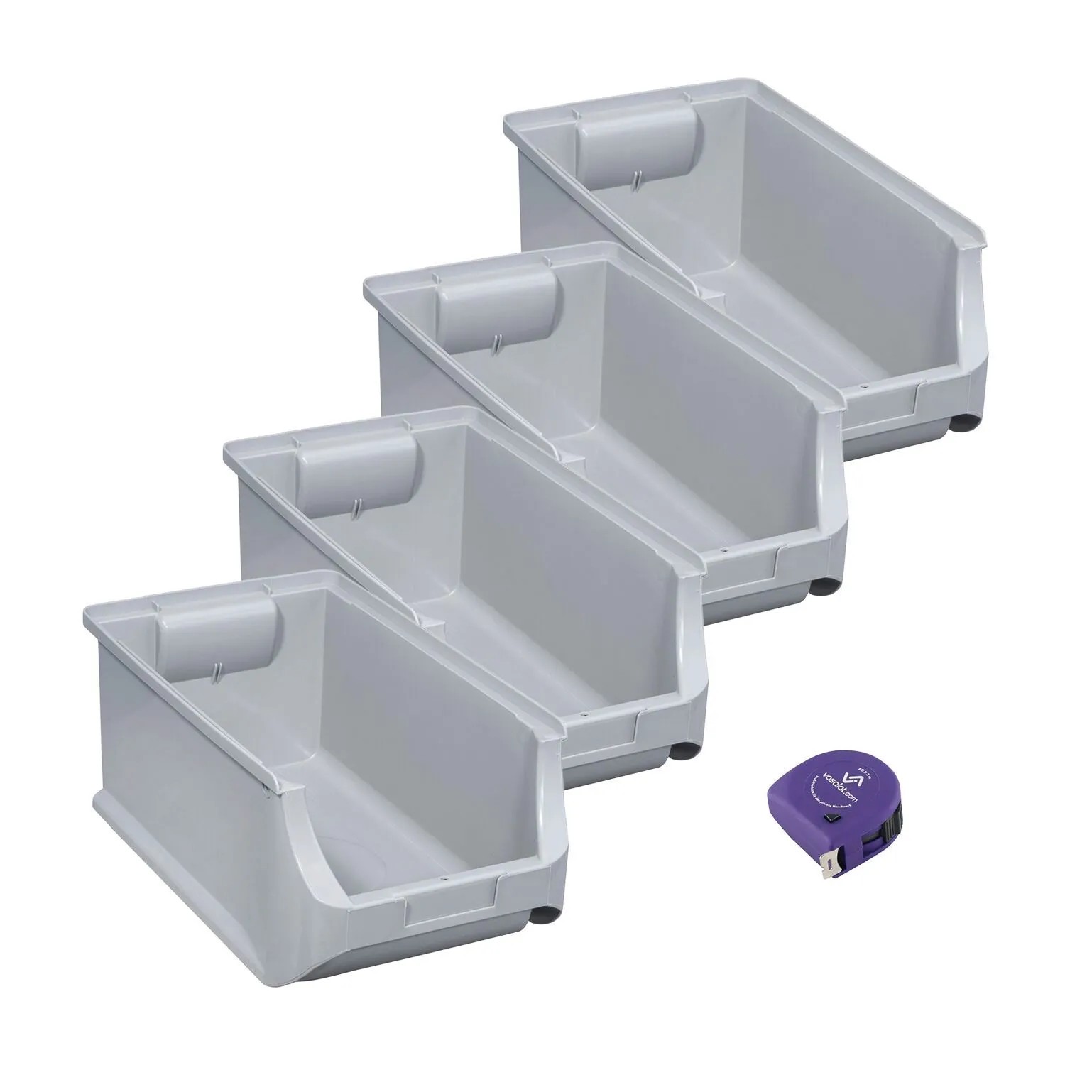 vasalat Set Stapelboxen Größe 4 355x205x150 mm Grau 4 Stück