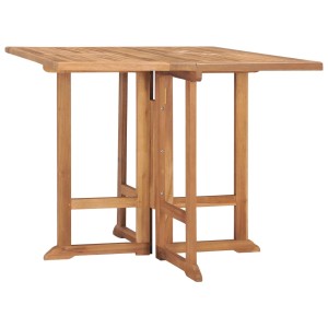 Klappbarer Garten-Esstisch aus Teakholz, 90x90x75 cm, ideal für kleine Balkone und Terrassen.