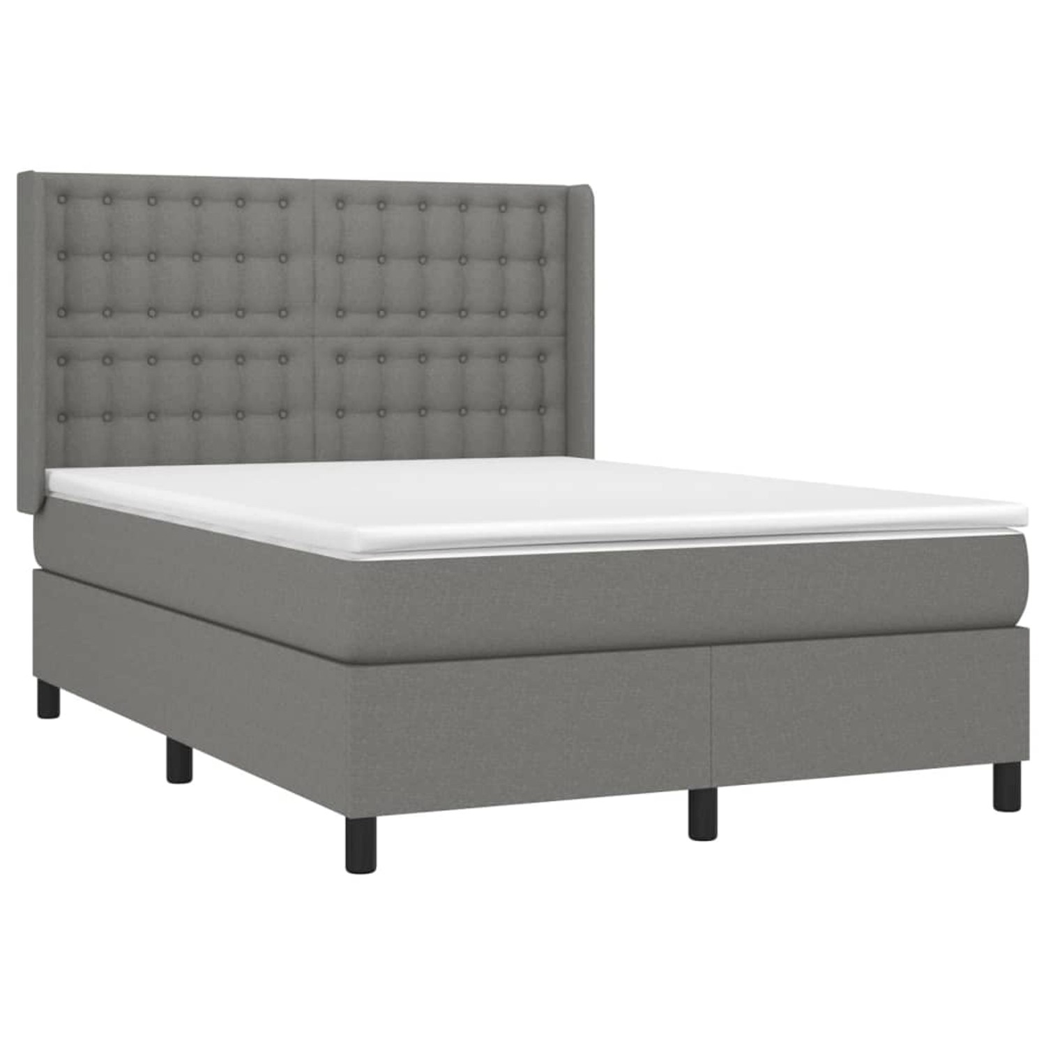 vidaXL Boxspringbett mit Matratze & LED Dunkelgrau 140x200 cm Stoff 3138638 günstig online kaufen
