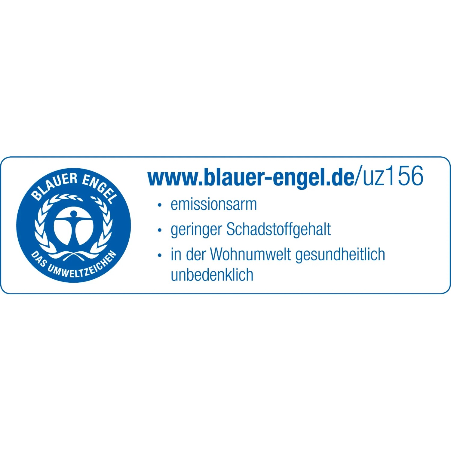 Blauer Engel Siegel für Selitac Trittschalldämmung: emissionsarm, geringer Schadstoffgehalt.