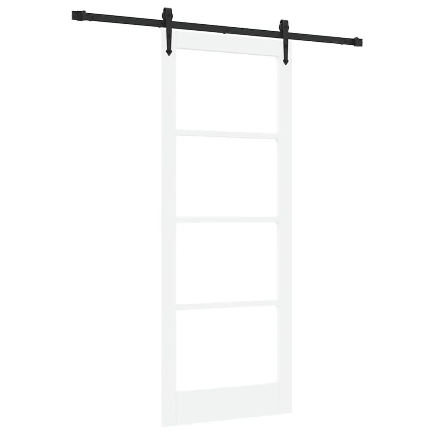 vidaXL Schiebetür Weiß 83 x 211 cm Massivholz Kiefer und Glas 3332336