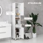 Weißer kleankin Badezimmerschrank mit Regalen, Schublade und Schrankfächern für Badutensilien.