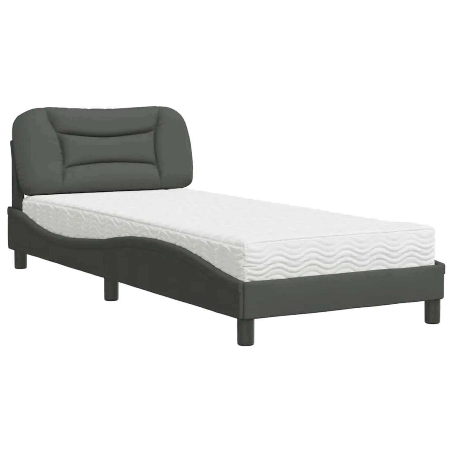 vidaXL Bett mit Matratze Hvar Dunkelgrau 90x190 cm Stoff 3208500