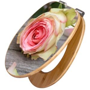 Banjado WC-Sitz aus Bambus mit Rosen-Motiv. Toilettendeckel mit Absenkautomatik.