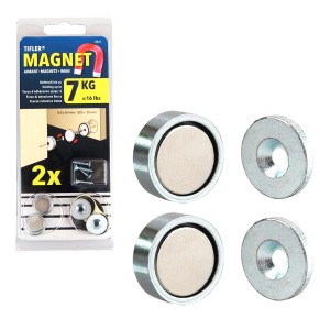 Tifler Türmagnete, 2er Set zum Einbohren. Magnetschnapper für Möbel und Türen.