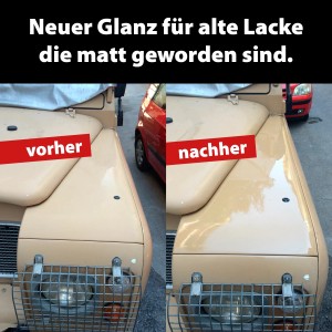 Vorher-Nachher: Auto-Kunststoffpflege mit OWATROL POLYTROL für neuen Glanz. Lackreparatur.