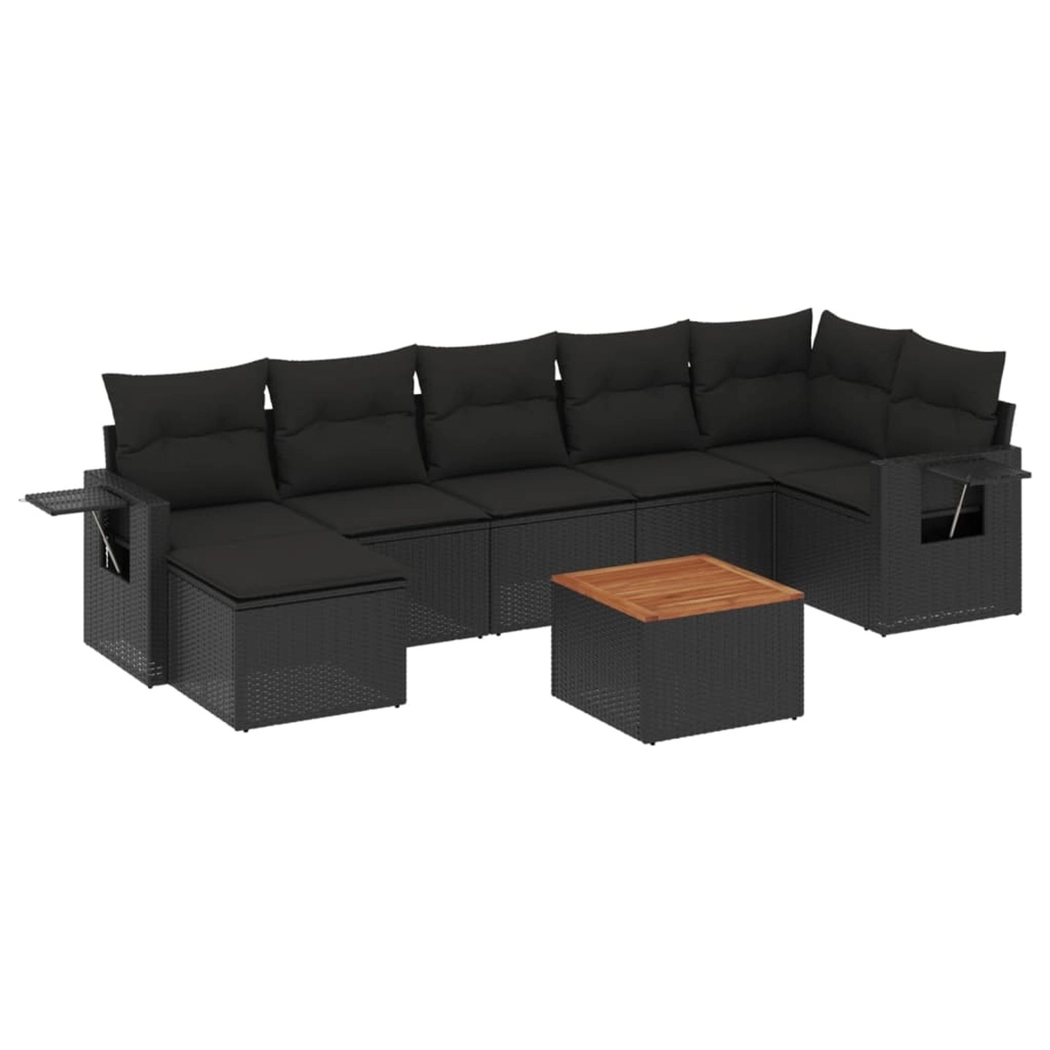 vidaXL 8-tlg Garten-Sofagarnitur mit Kissen Schwarz Poly Rattan Modell 220 günstig online kaufen