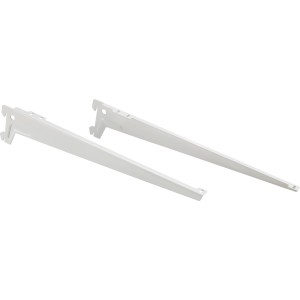 Weißes Metall-Winkelträger-Set, 38 cm, für Regalböden, zur einfachen Montage in Regalsystemen.