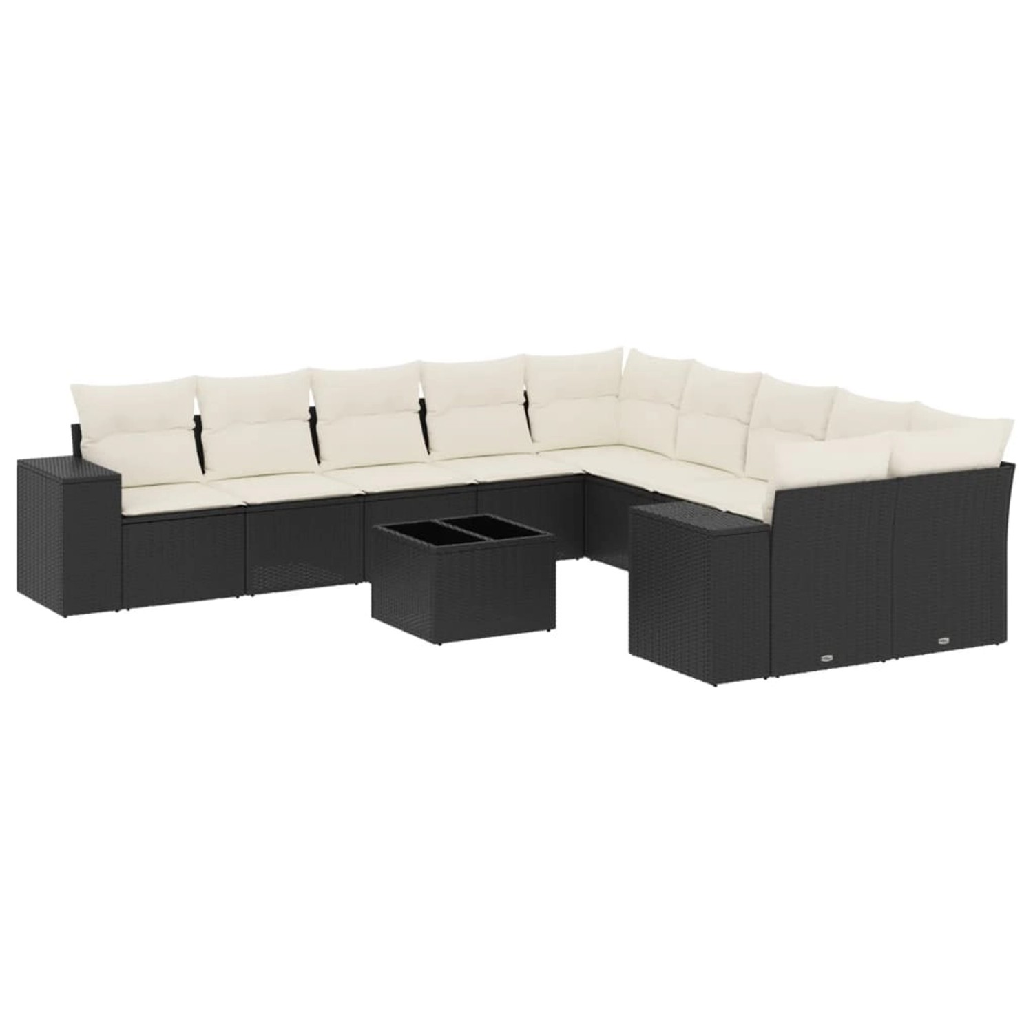 vidaXL 11-Tlg Garten-Sofagarnitur mit Kissen Schwarz Poly Rattan 3255453 günstig online kaufen