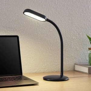 Schwarze LED Tischlampe Opira mit USB-Anschluss, dimmbar, für Arbeitszimmer.