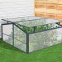 Floraworld Gewächshausaufsatz für Twin-Wall Hochbeet, mit geöffnetem Klappfenster.