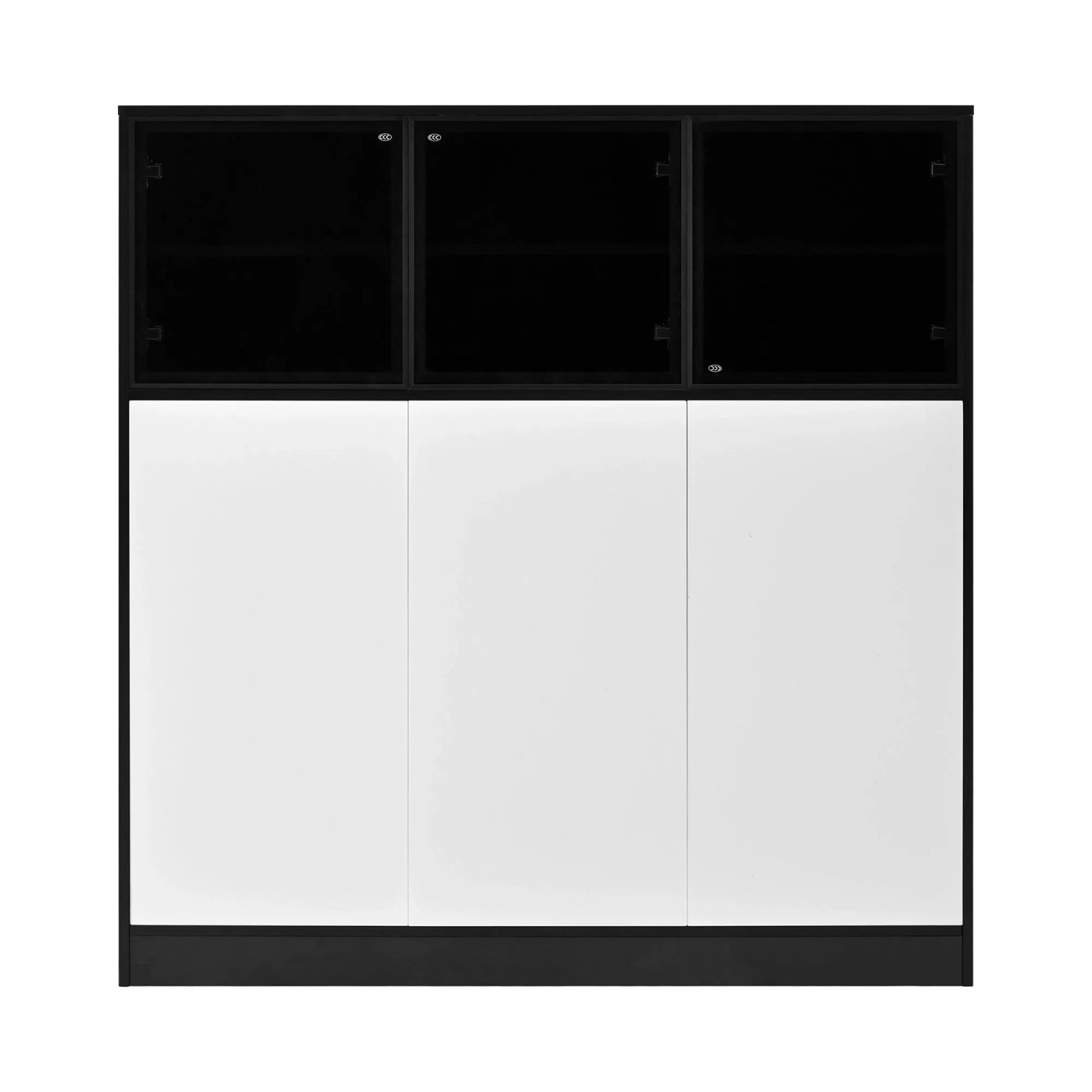 Merax Sideboard 100x40x105 cm LED Glas Türen Weiß