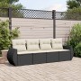 Schwarze 4-tlg. vidaXL Garten-Sofagarnitur aus Rattan mit cremefarbenen Kissen.