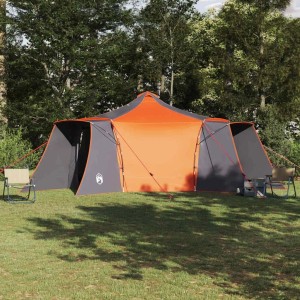 vidaXL Tipi Zelt mit Dach Grau und Orange 492 x 492 x 275 cm Stoff 42000989