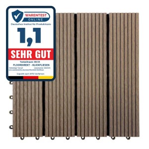 KARAT WPC Klickfliese Royal, dunkelbraun, 30x30 cm, wetterbeständige Terrassenfliese in Holzoptik.