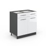 Vicco Küchenunterschrank Fame-Line, 80 cm, weiß hochglanz/anthrazit, ohne Arbeitsplatte.