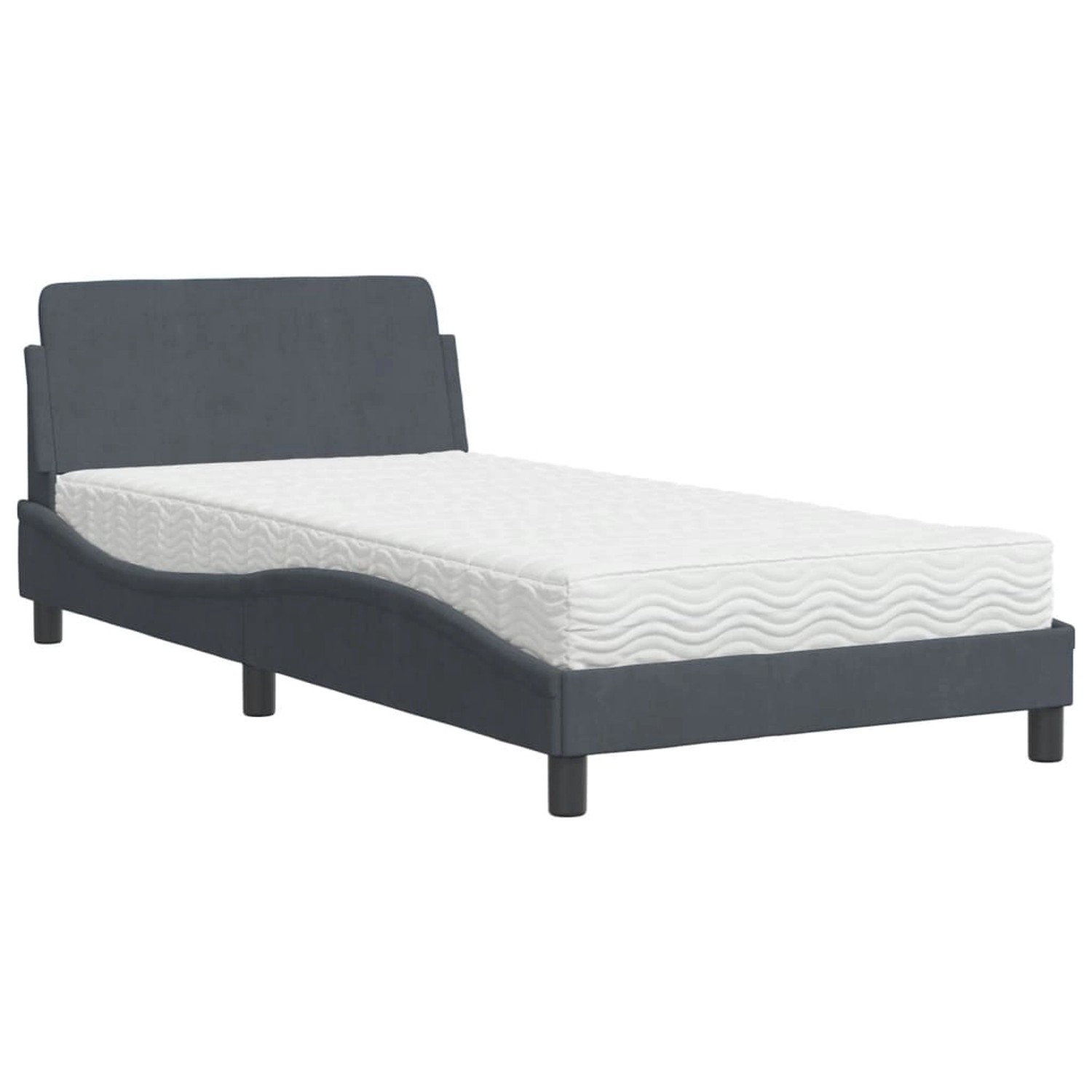 vidaXL Bett mit Matratze Dunkelgrau 100x200 cm Samt2009183