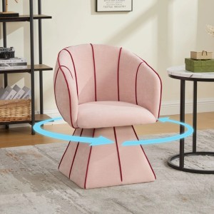 PXloue Stühle Drehstuhl 360 Grad Drehsessel mit Hoher Rückenlehne Chenille Rosa