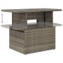 Verstellbarer Gartentisch aus grauem Poly Rattan mit Glasplatte, Teil der vidaXL Garten-Sofagarnitur.