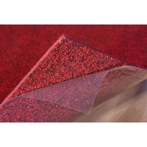 Rote, selbstklebende Andiamo Teppichfliese (40x40 cm) mit Rippenstruktur.