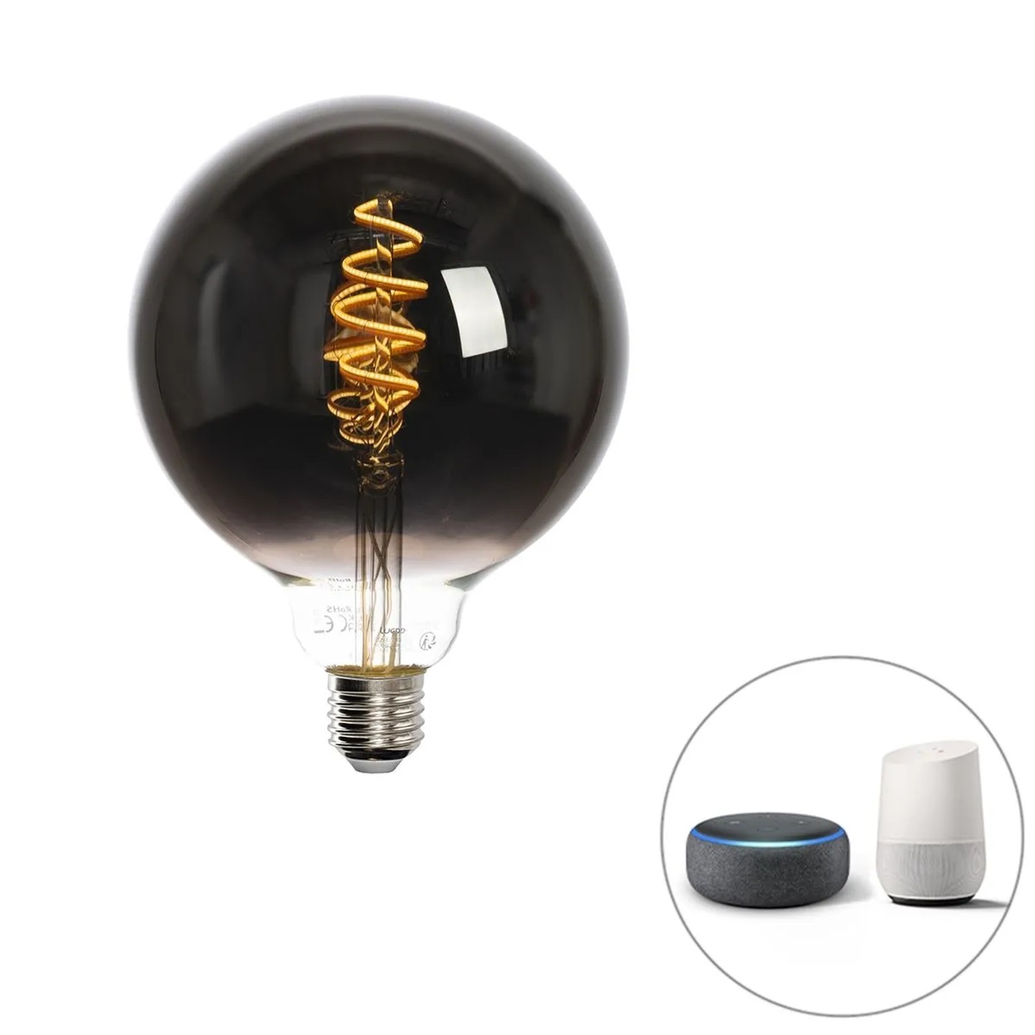 LUEDD Smart E27 Dimmbar in Kelvin LED Lampe G125 Schwarz 4W 60,m 1800 3000K