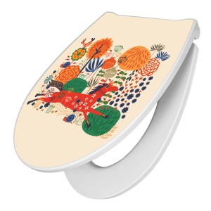 Banjado Premium WC-Sitz mit rotem Pferde-Motiv und Absenkautomatik.