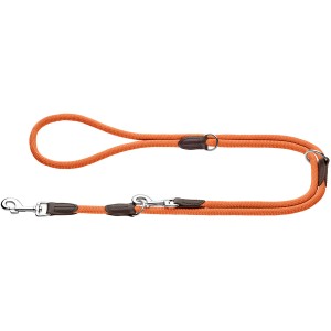 Verstellbare Hunter Führleine Freestyle, orange, aus robustem Polyamid-Tau, 2 m lang.