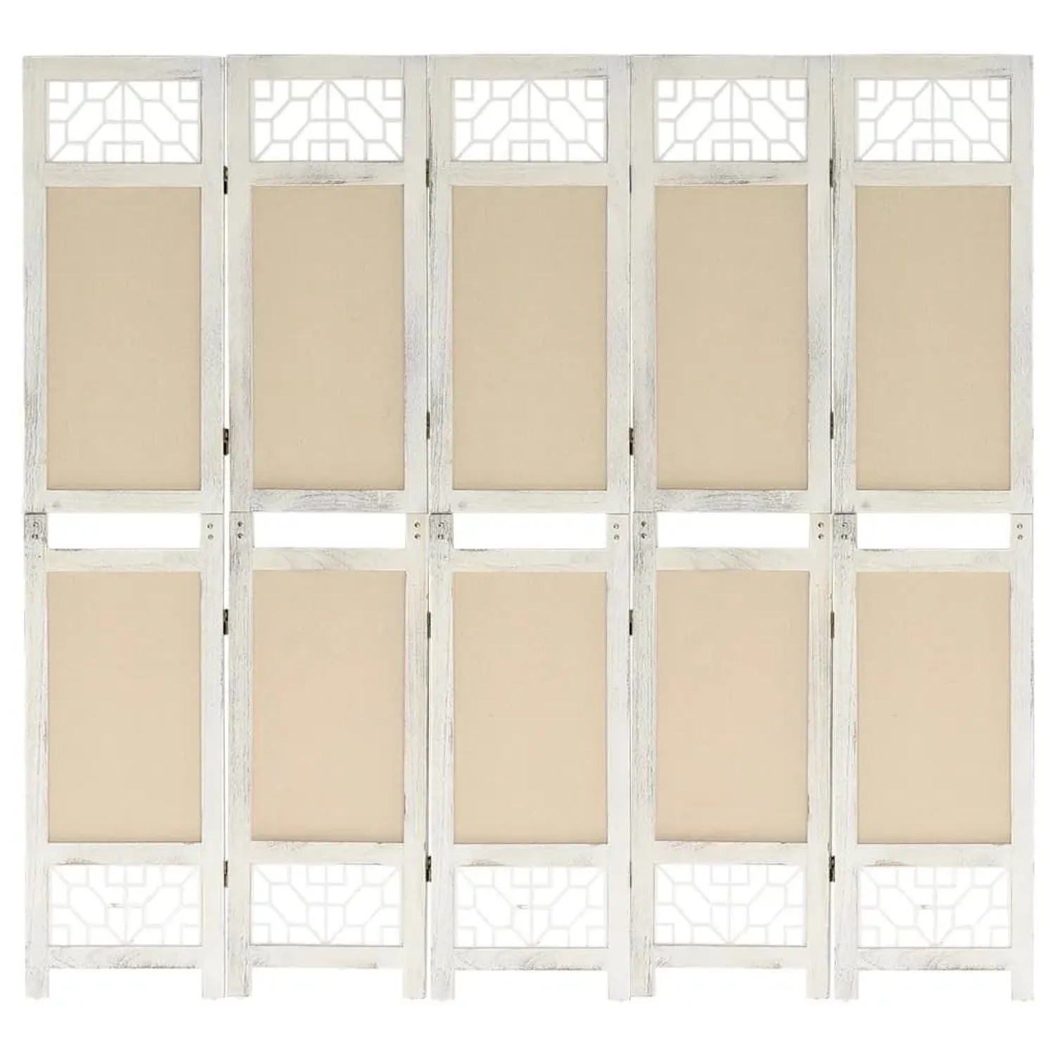 vidaXL 5 Tlg Raumteiler Creme 175x165 cm Stoff 338560
