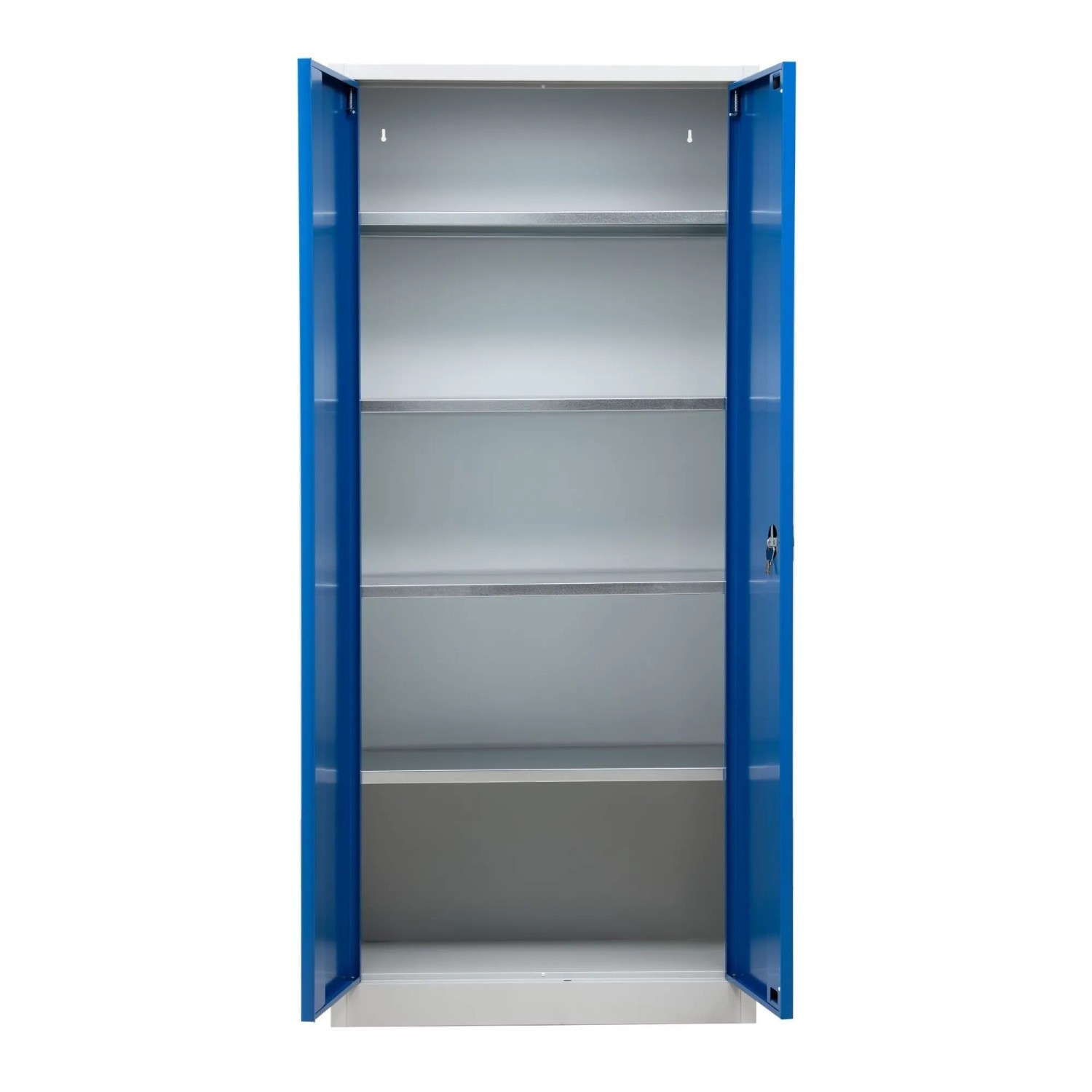 PROREGAL Stahlschrank Bee 5 Fachböden HxBxT 195 x 92 x 50 cm Pulverbeschichtetes & Verstärktes Fachbodenmaterial Weiß & Blau