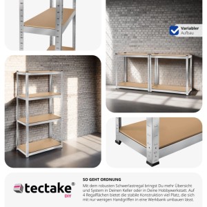 Tectake Schwerlastregal   In Verschiedenen Ausführungen Verzinktes Stahlgestell 160 x 80 x 40 cm  320 kg 80 x 40 x 160 cm Silber