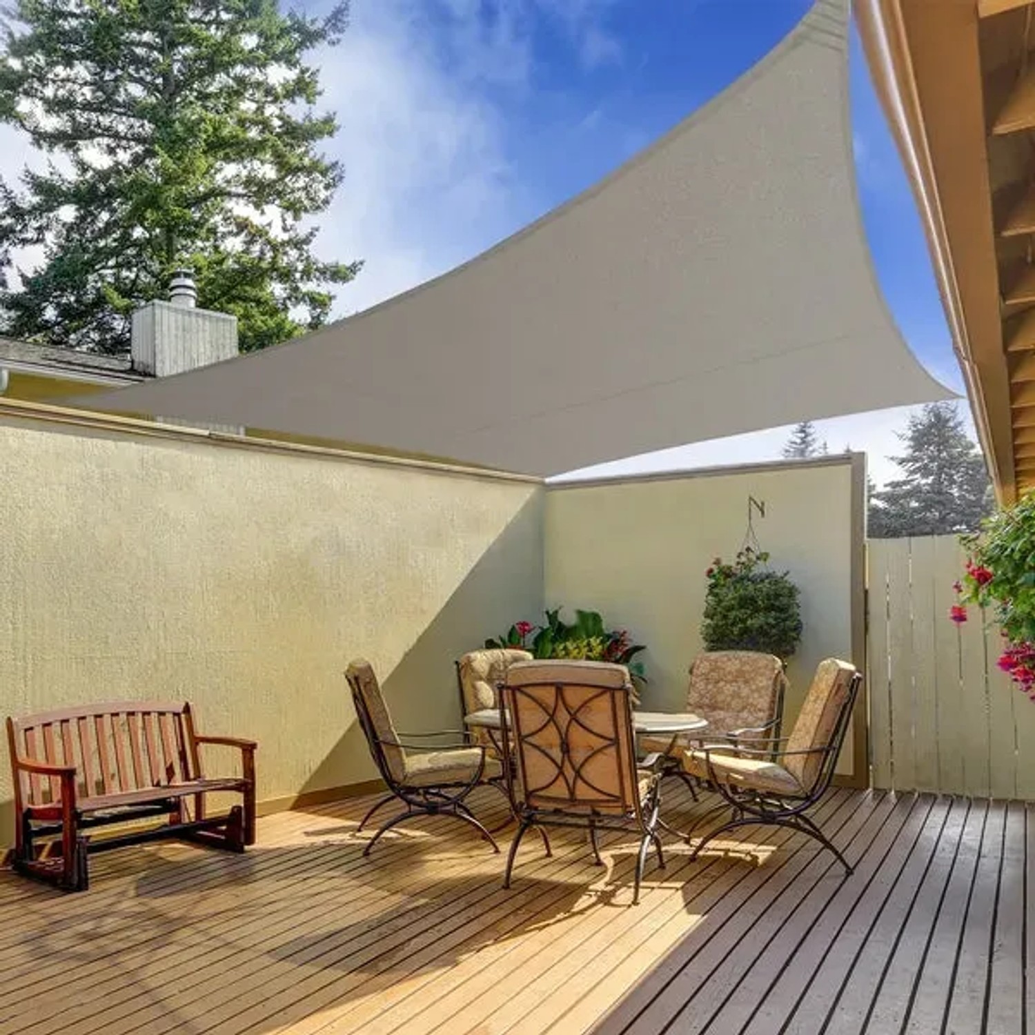 sonnensegel dreieck 4x4x6 4x4x6M Wasserdicht Dreieckig Segeltuch Nach Mass Markisenstoffe Viele Größe Farben Balkon Sonnenschutz inkl Befestigungsseile Westfield Kari Sonnendach, 400x250cm, hasi Size:Long LZ - up to body size 200 cm - approx. 2000 g