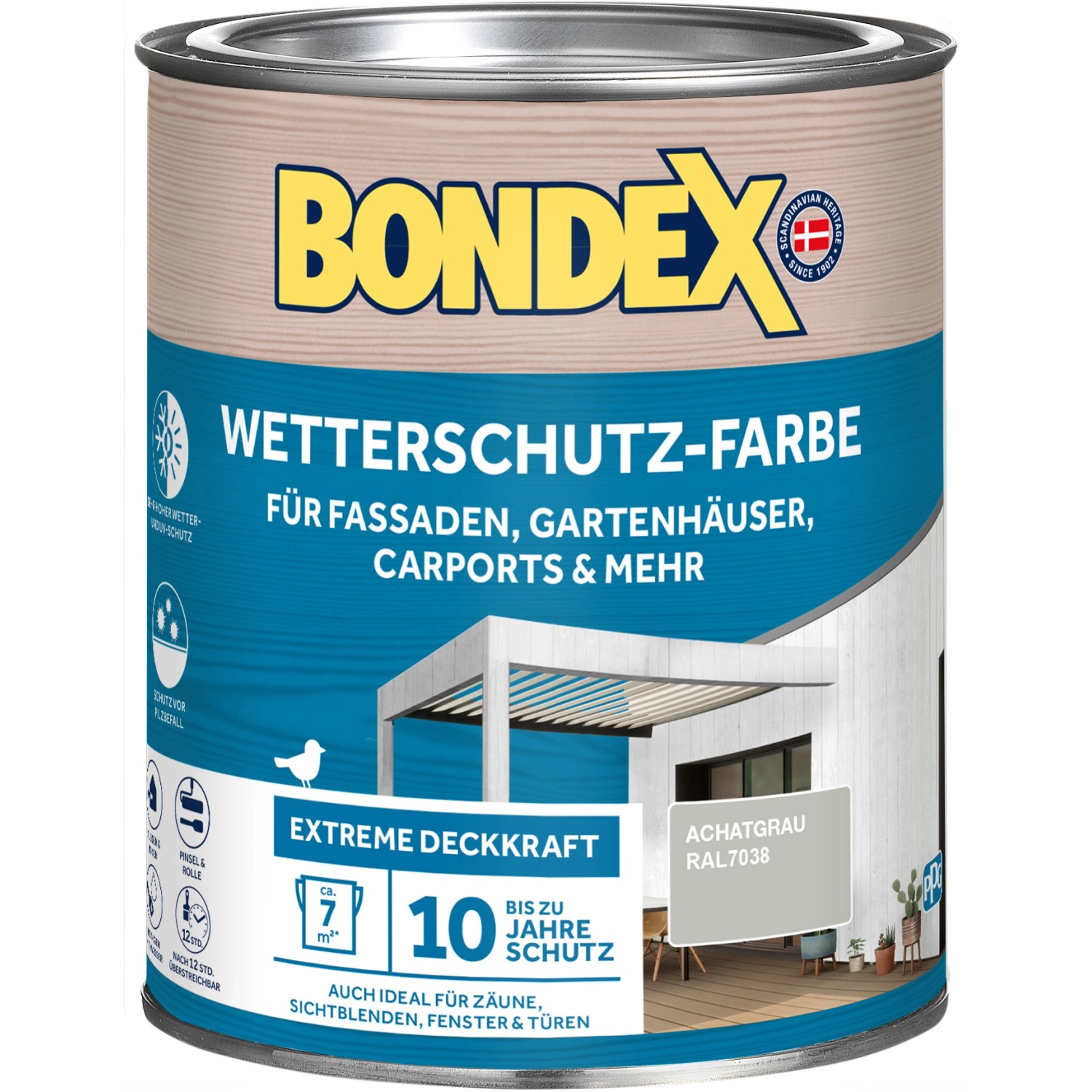 Bondex Wetterschutz-Farbe RAL 7038 Achatgrau 750 ml