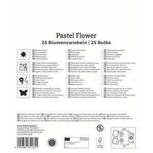 Kiepenkerl Pastel Flower Blumenzwiebeln 25 Stück. Verpackung mit Hinweisen: sonnig, Töpfe, duftend, zieht Insekten an.