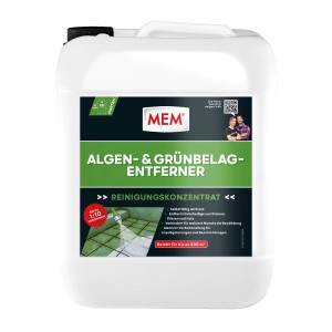 Weißer Kanister MEM Algen- und Grünbelagentferner 5 l für Terrassen & Gehwege.