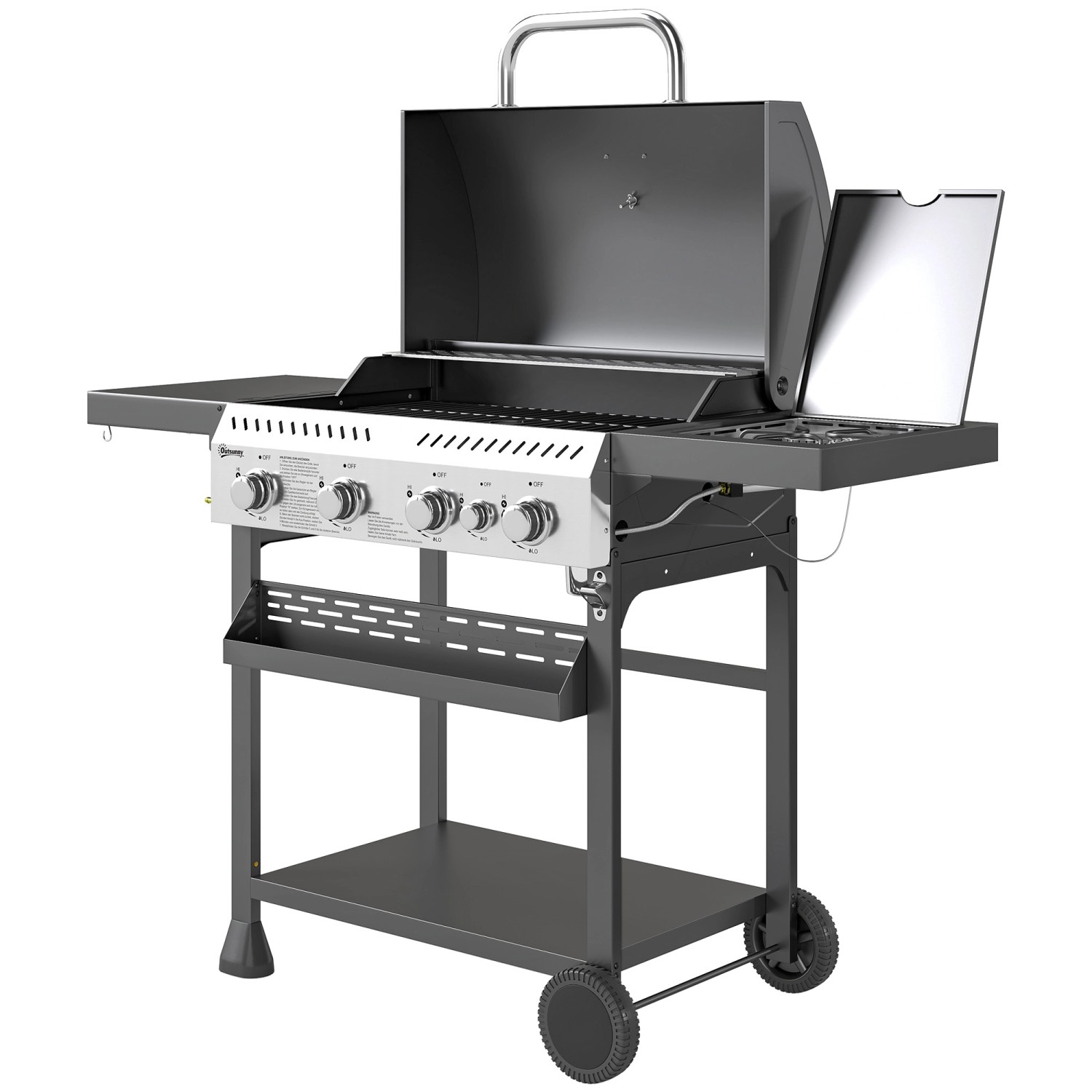 Outsunny Gasgrill Edelstahl Schwarz 135L x 55B x 103H cm günstig online kaufen