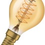 Osram LED-Leuchtmittel E14 Tropfenform, goldfarben, mit sichtbarem Glühfaden.