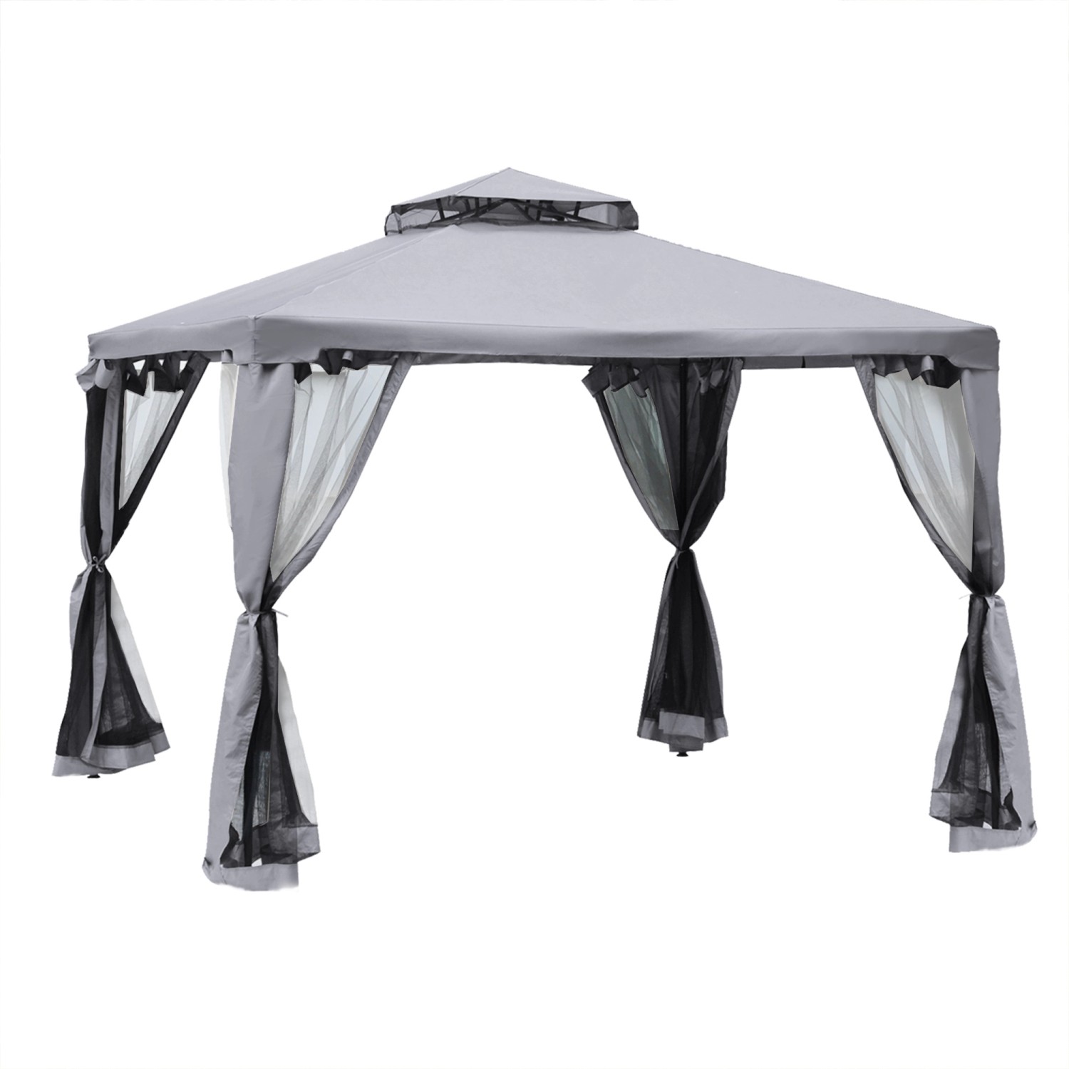 Outsunny Pavillon Polyester Metall Hellgrau 294L x 294B x 265H cm