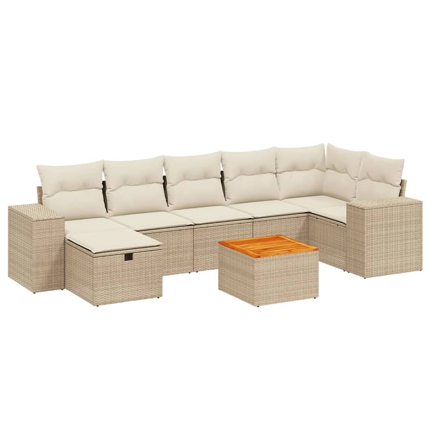 vidaXL 8-Tlg Garten-Sofagarnitur mit Kissen Beige Poly Rattan 3265181 günstig online kaufen