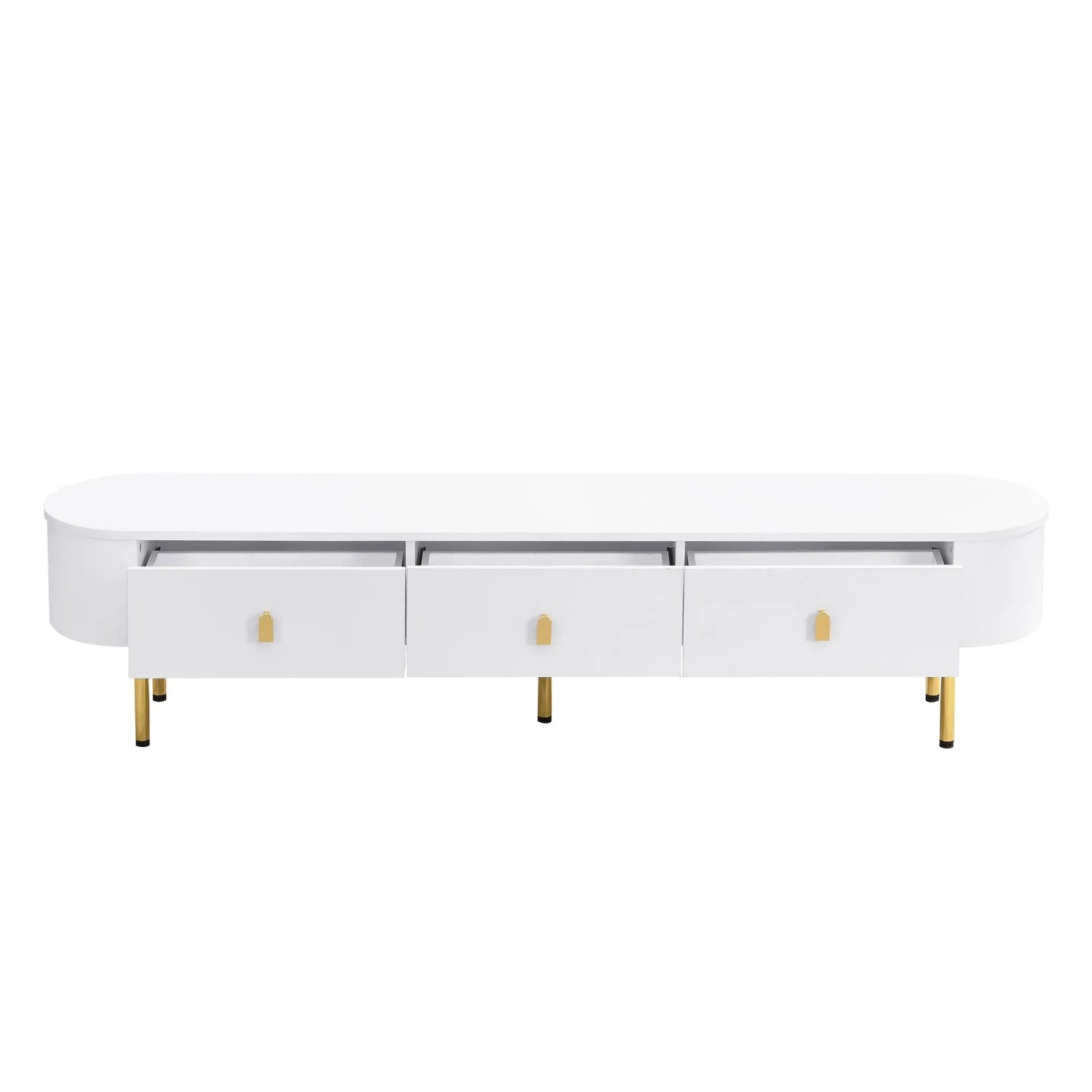 okwish TV Schrank mit Schubladen und Gold Details für Wohnzimmer 174x35x41cm Natur Gold