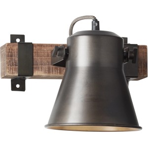 Brilliant Wandspot Decca in Schwarz und Holz: Schwenkbarer Spot für den Innenbereich.
